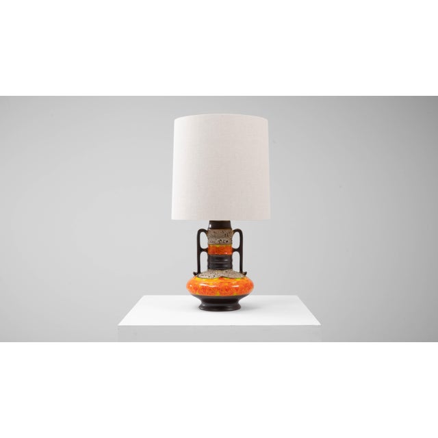 20th Century German Orange Fat Lava Ceramic Table Lamp For Sale - Image 11 of 18