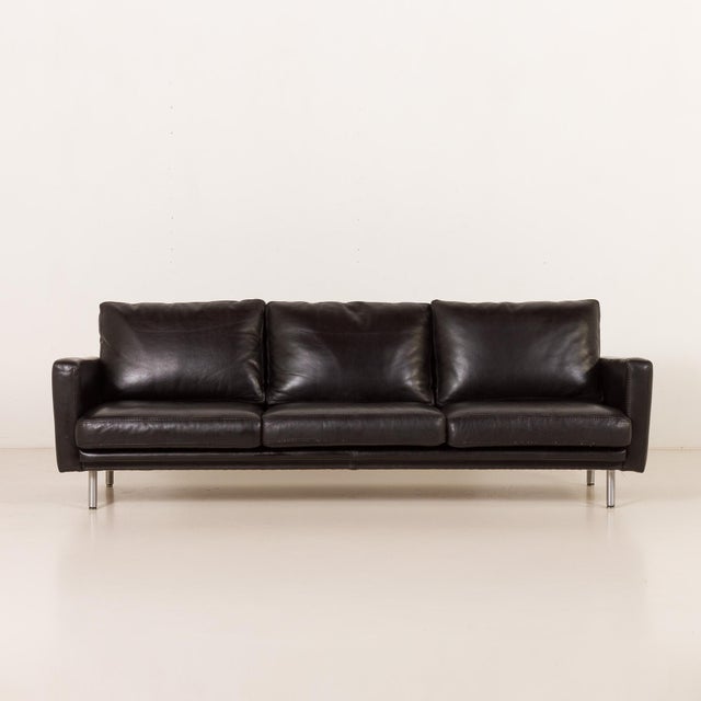Herman Miller Mid-Century Black Leather Sofa attributed to Herman Miller, 1960s For Sale - Image 4 of 18