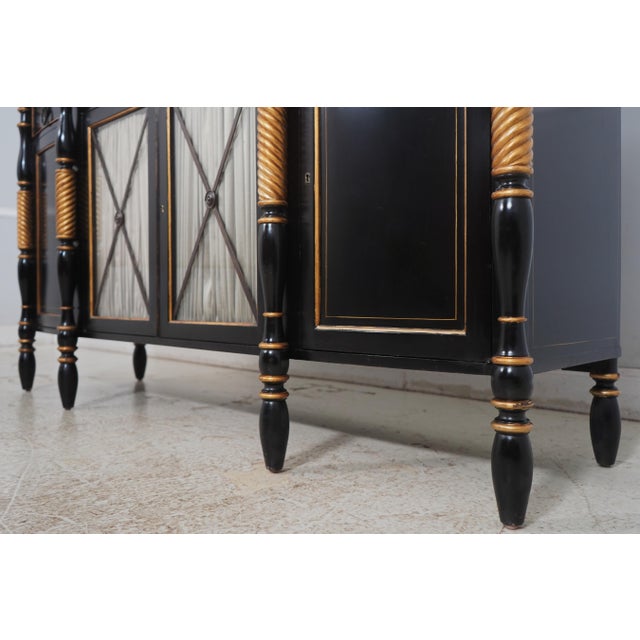 1990s Hickory White Co Regency Style Black & Gold Sideboard For Sale - Image 11 of 18