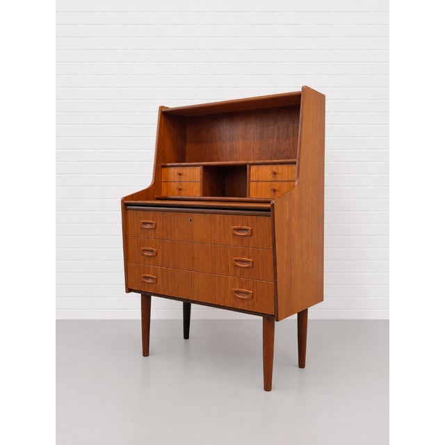 Mid-Century Modern Mid Century Modern Teak Secretary Desk – Scandinavian Writing Desk With Storage, C. 1960’s For Sale - Image 3 of 15