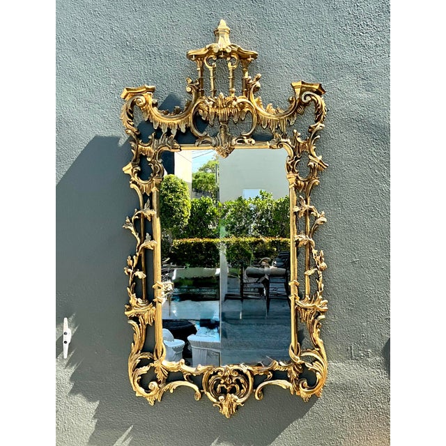 Late 20th Century Vintage Gilt Pagoda Mirror For Sale - Image 5 of 12