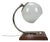 Art Deco Wood and White Glass Table Lamp, 1940s For Sale