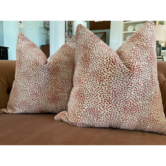 Contemporary Cowtan and Tout "Clarence" in Tomato Pillows - A Pair For Sale - Image 3 of 3