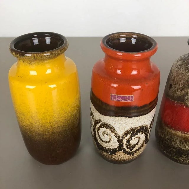 Vintage Fat Lava Pottery 213-20 Vases from Scheurich, Germany, Set of 4 For Sale - Image 6 of 18