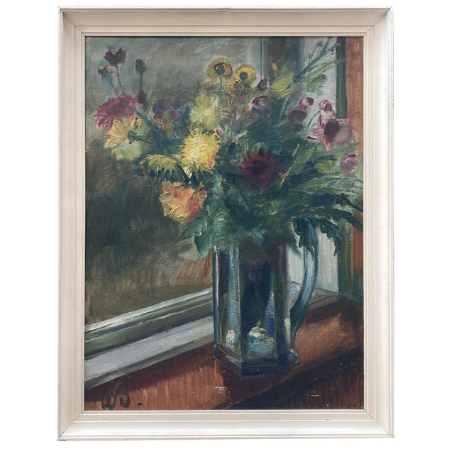 Continental School Artist, Flowers in Vase, Oil on Canvas, 1950s, Framed For Sale