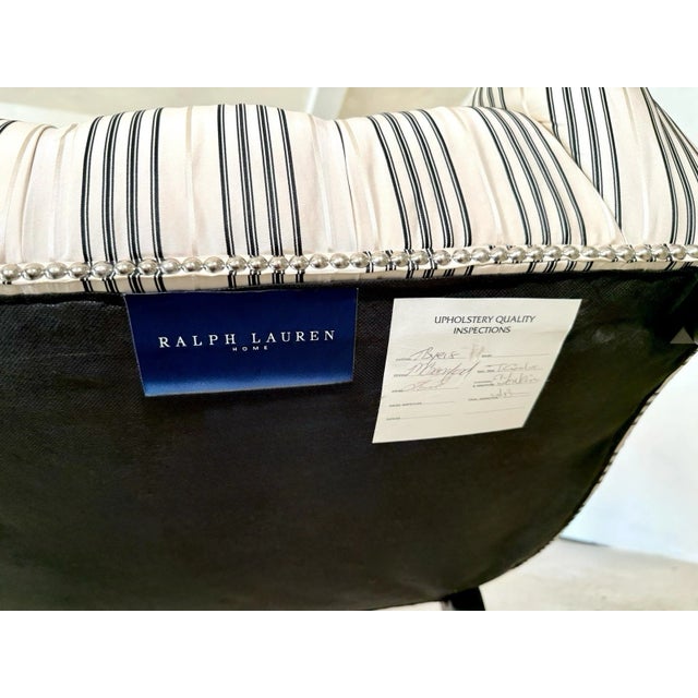 (2) Ralph Lauren Mayfair Tufted Chairs in Ebony and Ivory Silk For Sale - Image 13 of 14