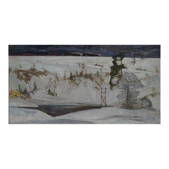 Original Winter Landscape Oil Painting, Ukrainian Soviet Art by Belov (1969) 70-134 For Sale