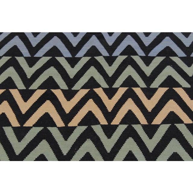 2000 - 2009 Abstract Kilim Hand-Woven Wool Rug -5′2″ × 7′1″ For Sale - Image 5 of 8