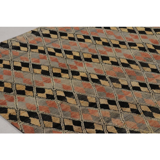 Contemporary Rug & Kilim’s Modern Rug in Black, Charcoal and Gold Diamond Geometric Pattern For Sale - Image 3 of 8