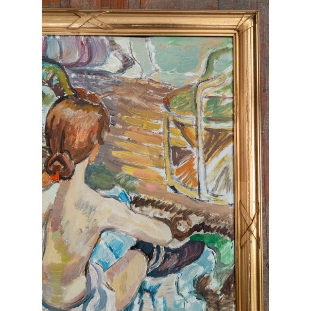 Mid-Century Oil Painting After Rousse (La Toilette) by Henri Toulouss For Sale - Image 4 of 14