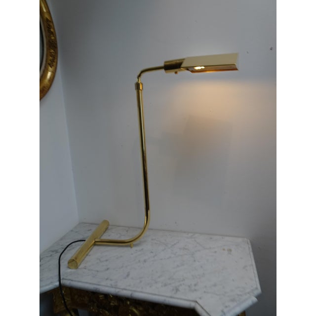 Adjustable Brass Reading Lamp attributed to Christian Liaigre, France, 1970s For Sale - Image 4 of 18