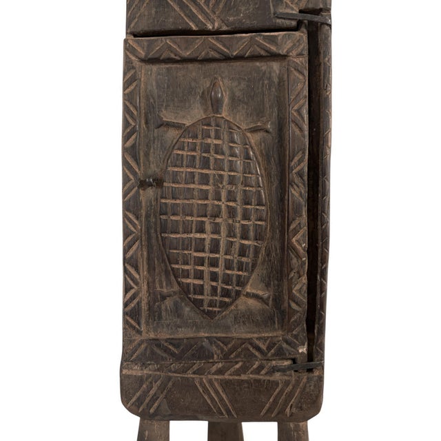 Lg Vintage Unique Dogon Hand Carved Wooden Box Mali 27" H For Sale - Image 10 of 10