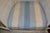 1980s Vintage White Wicker Oversized Fan Back / Cobra Patio Arm Chair With Blue Stripe Cushion For Sale - Image 5 of 12
