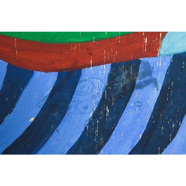 Vintage Mid Century Modernist Folk Art Painting | Framed Original Mid Century Modern Artwork, C. 1972 For Sale - Image 10 of 13