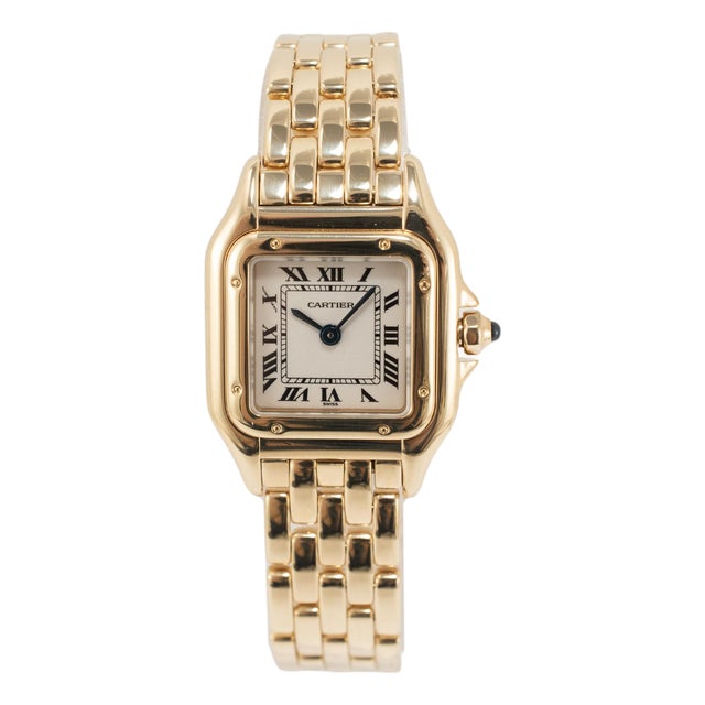 Ladies Cartier Panthere 22mm 1070 18k Yellow Gold Quartz Watch For Sale