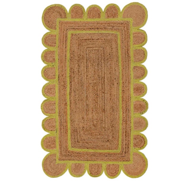 Margarita Scallop Jute Hand Made Bohemian Rug 5x8 Ft. For Sale - Image 12 of 12