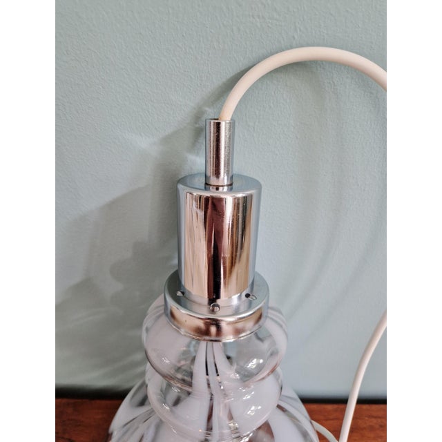 Pendant Light in Smoked Murano Glass with White Spirals, 1970s For Sale - Image 10 of 13