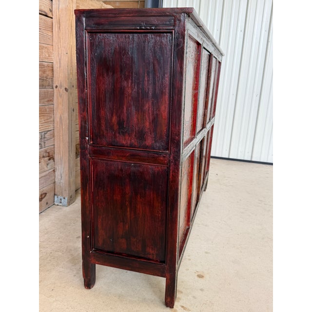 Vintage Tibetan Polychrome Painted Cabinet With Animal and Floral Panels For Sale - Image 9 of 12
