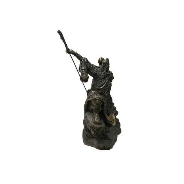 Chinese Metal Bronze General Quan Yu Holding Long Knife Statue For Sale - Image 15 of 18