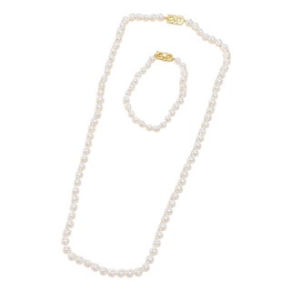 Mikimoto Akoya Pearl Necklace & Bracelet For Sale