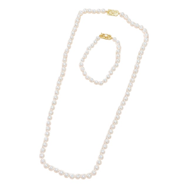 Mikimoto Akoya Pearl Necklace & Bracelet For Sale