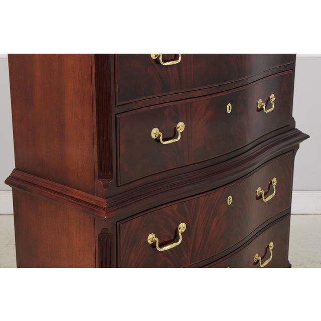 Thomasville Flame Mahogany Bow Front Chest on Chest For Sale - Image 10 of 15