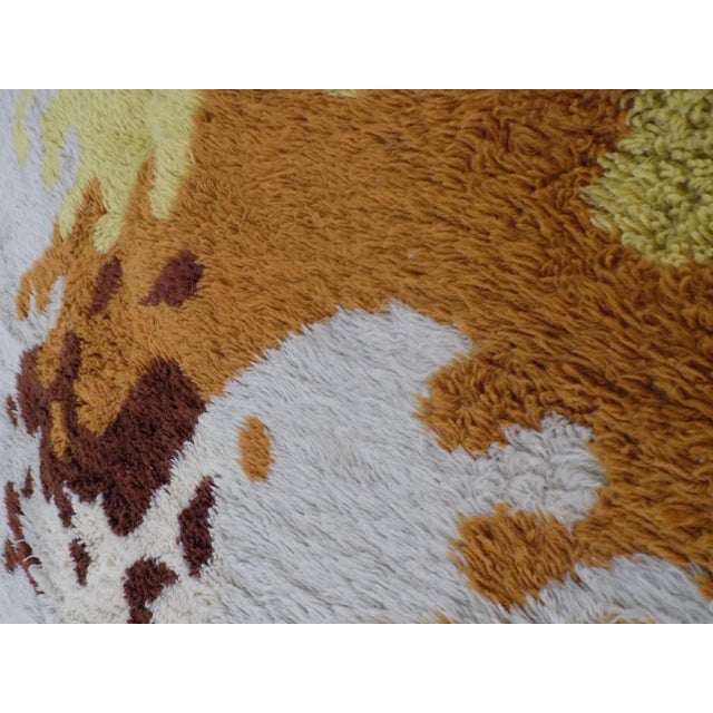 Orange Space Age Round Long Wool Rug, 1970s For Sale - Image 8 of 11
