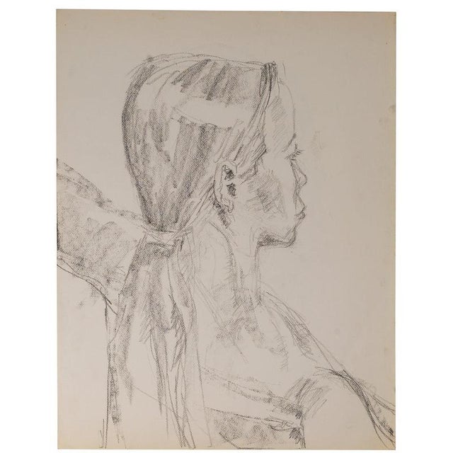 Paper Unknown, Depicting the Face of a Young Woman, 20th Century, Drawing on Paper For Sale - Image 7 of 7