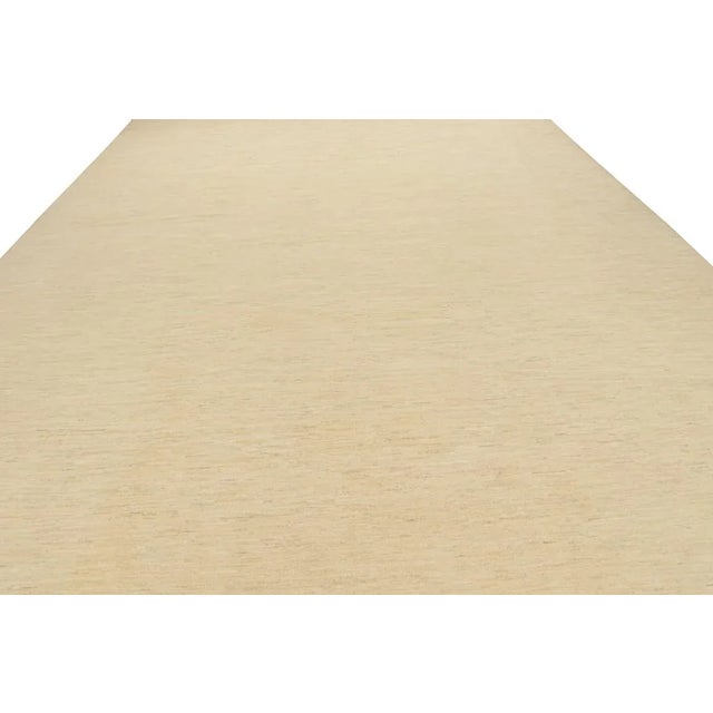 Contemporary Rug & Kilim’s Contemporary Textural Solid Rug in Beige -12'11x13 For Sale - Image 3 of 7