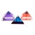 Set of 3 Pyramid Lucite Sculptures in Orange, Sapphire Blue, Purple, Red, 1990's For Sale