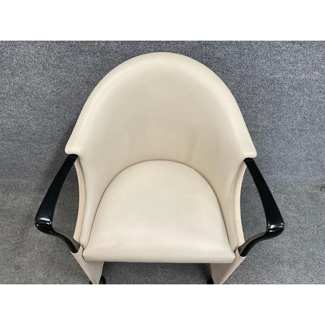 Luigi Origlia Tronetto Armchairs, Italian Postmodern (Set of 5) | Sculptural Cream Dining Chairs | 1990s Italy Palm Beach Regency Style For Sale - Image 11 of 14