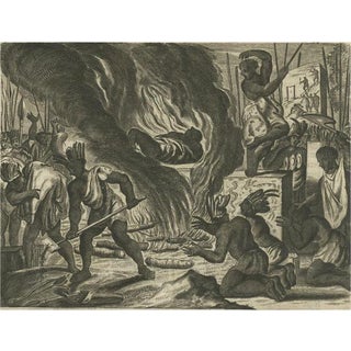 Montanus, Rituals and Cremation Ceremonies in New Spain, 1673, Engraving For Sale