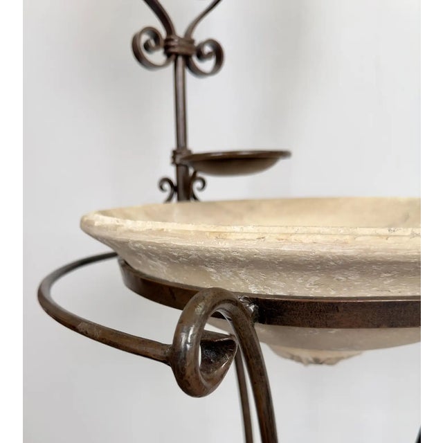 White English Victorian Wrought Iron Wash Stand With Oval Mirror, Basin and Pitcher For Sale - Image 8 of 12