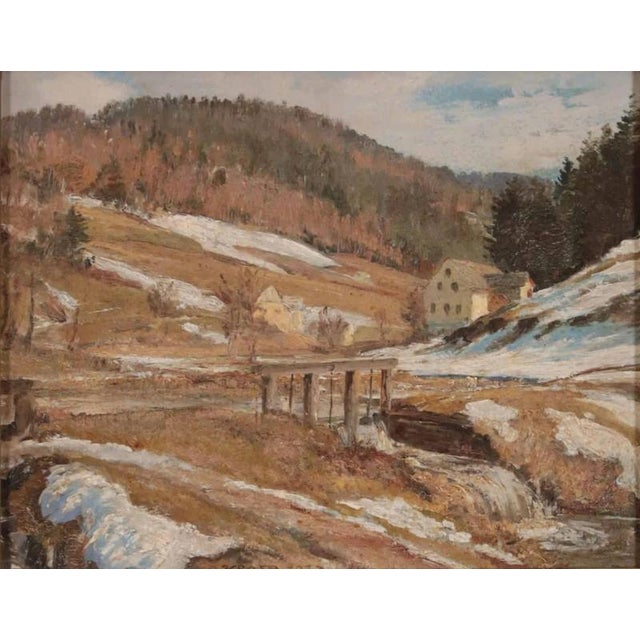 Bohemian School, Mountain Cottage, 1932, Oil on Panel For Sale - Image 3 of 4