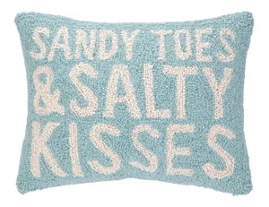 Sandy Toes & Salty Kisses Hook Pillow, 12" x 16"