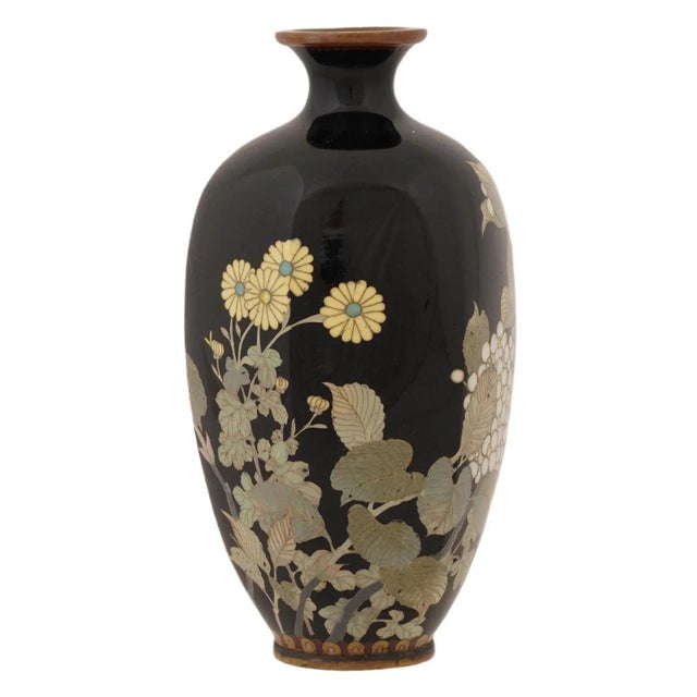 Late 19th Century Antique Japanese Cloisonne Enamel Hydrangea Vase Meiji Period For Sale - Image 5 of 7