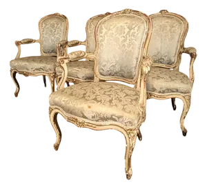 Louis XV Armchairs, Set of 4