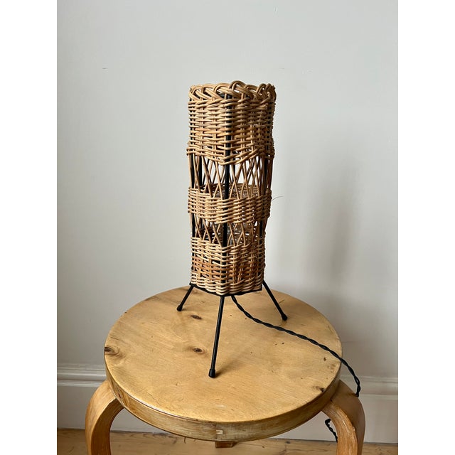 Vintage French Rattan Table Lamp, 1960 For Sale - Image 9 of 15