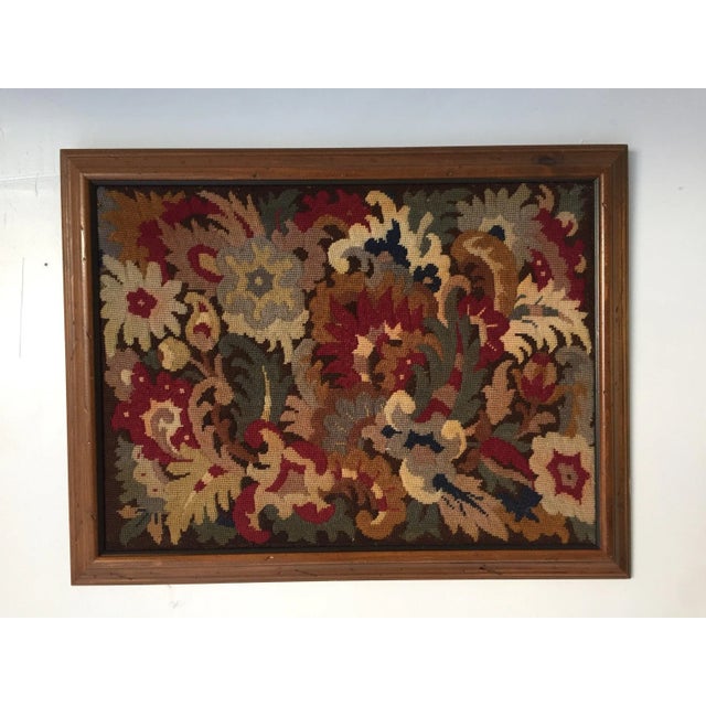 Vintage Handmade Wall Decor Floral Needlepoint For Sale In New York - Image 6 of 6