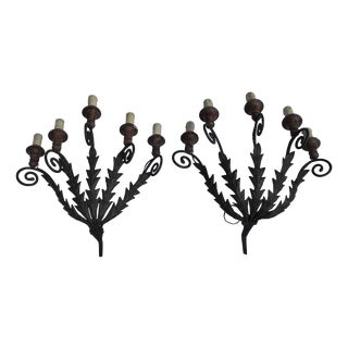 Wrought Iron Wall Lights, Set of 2 For Sale