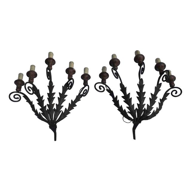 Wrought Iron Wall Lights, Set of 2 For Sale