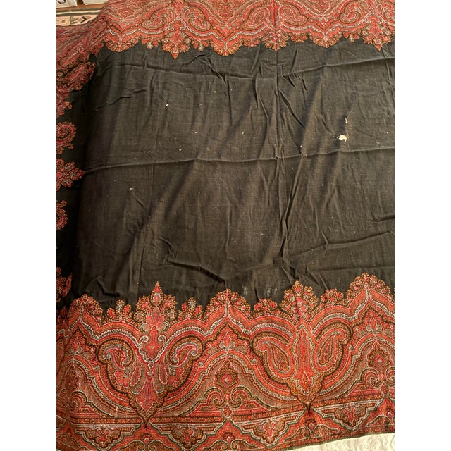 Antique Paisley Piano Shawl - Kashmir Style Wool Throw For Sale - Image 11 of 12