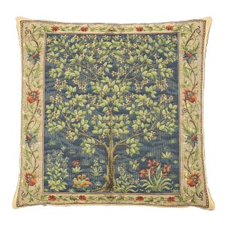 Tree of Life Blue Cushion With Feather Filler - 33x33cm (13"x13") For Sale