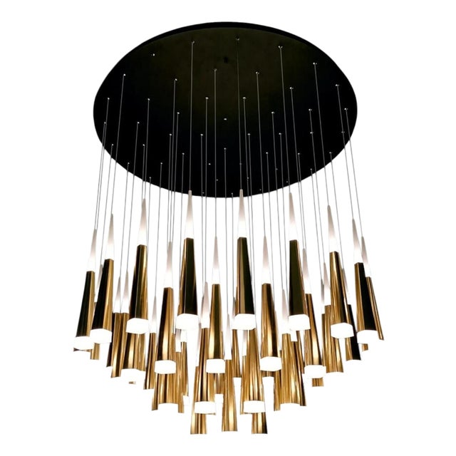 Gold Meteoriti Di Metallo Chandelier in Aluminum and Acrylic by Jago For Sale