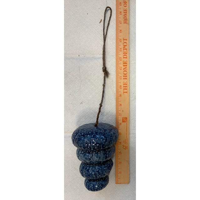 Vintage Blue Glazed Studio Pottery Stacked Ceramic Wind Bell Hanging Sculpture For Sale In Indianapolis - Image 6 of 8