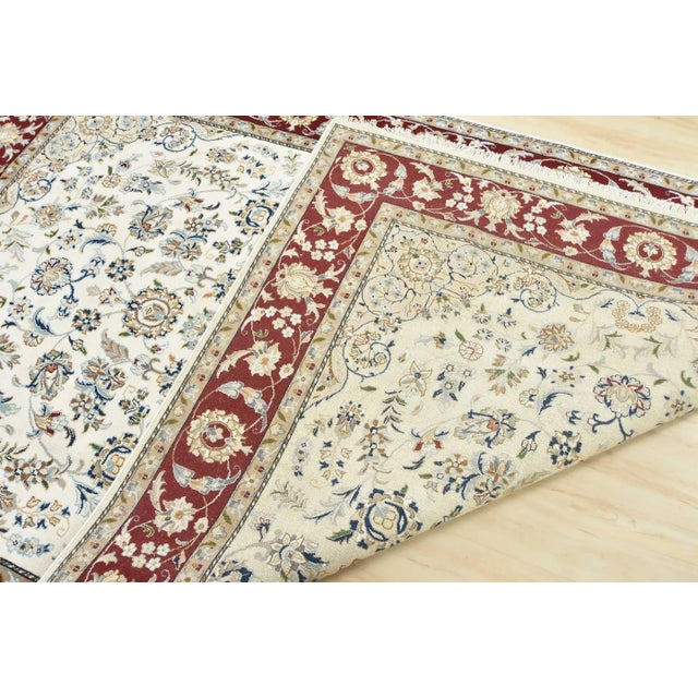 Fine Nain Rug 6’1” X 9’2” White Wool Traditional Hand-Knotted Oriental Carpet For Sale - Image 14 of 15