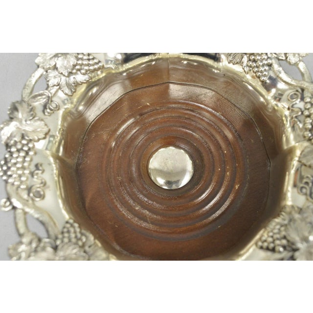 Vintage English Victorian Silver Plated Grapevine Repousse Wine Bottle Coaster For Sale In Philadelphia - Image 6 of 11
