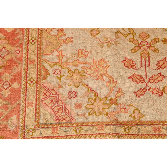 Antique Turkish Oushak Peach Handmade Wool Rug For Sale - Image 10 of 12
