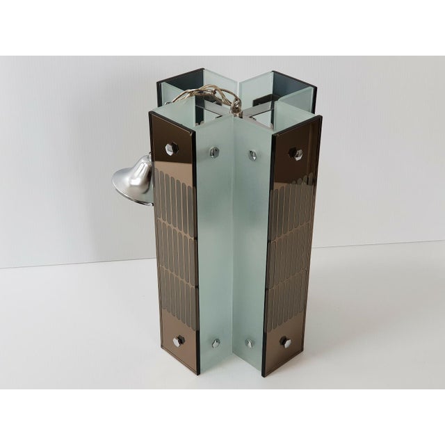 Vintage Italian Glass and Mirrored Glass Chandelier from Fontana Arte, 1970s For Sale - Image 12 of 13