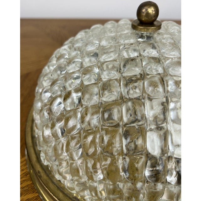 Vintage French Brass Ceiling Lamp in Glass For Sale - Image 10 of 16